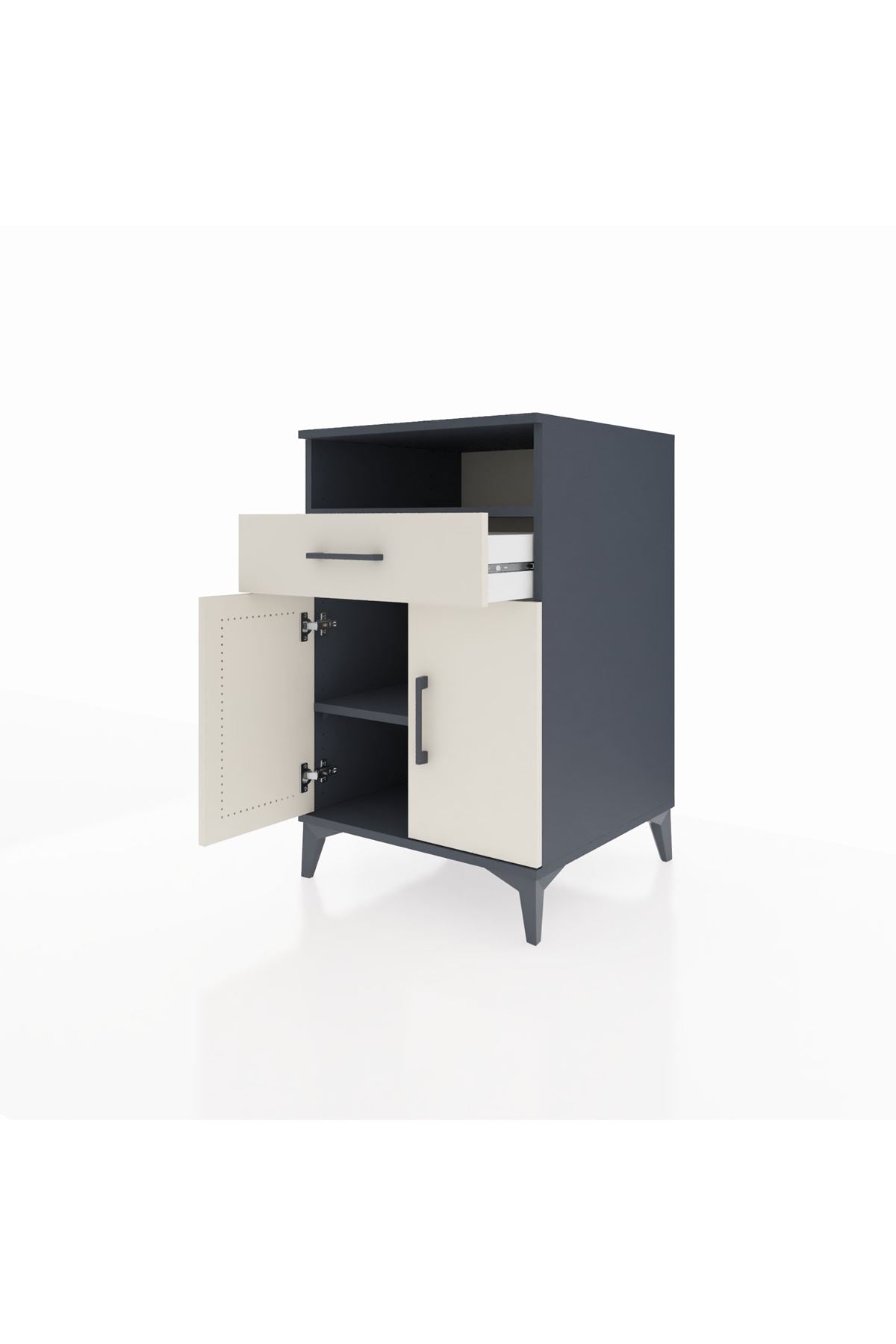 Kronos Komodin 2 Raflı Tek Çekmeceli 2 Kapaklı 60x59x96 Antrasit-Aytaşı