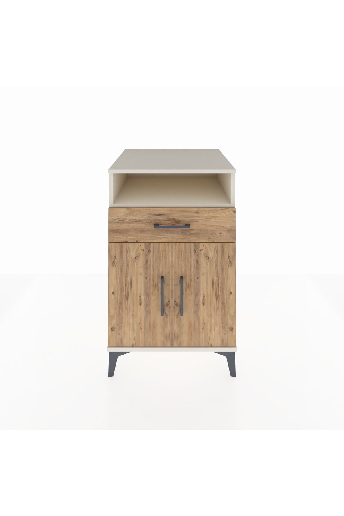 Kronos Komodin 2 Raflı Tek Çekmeceli 2 Kapaklı 60x59x96 Aytaşı-Çam