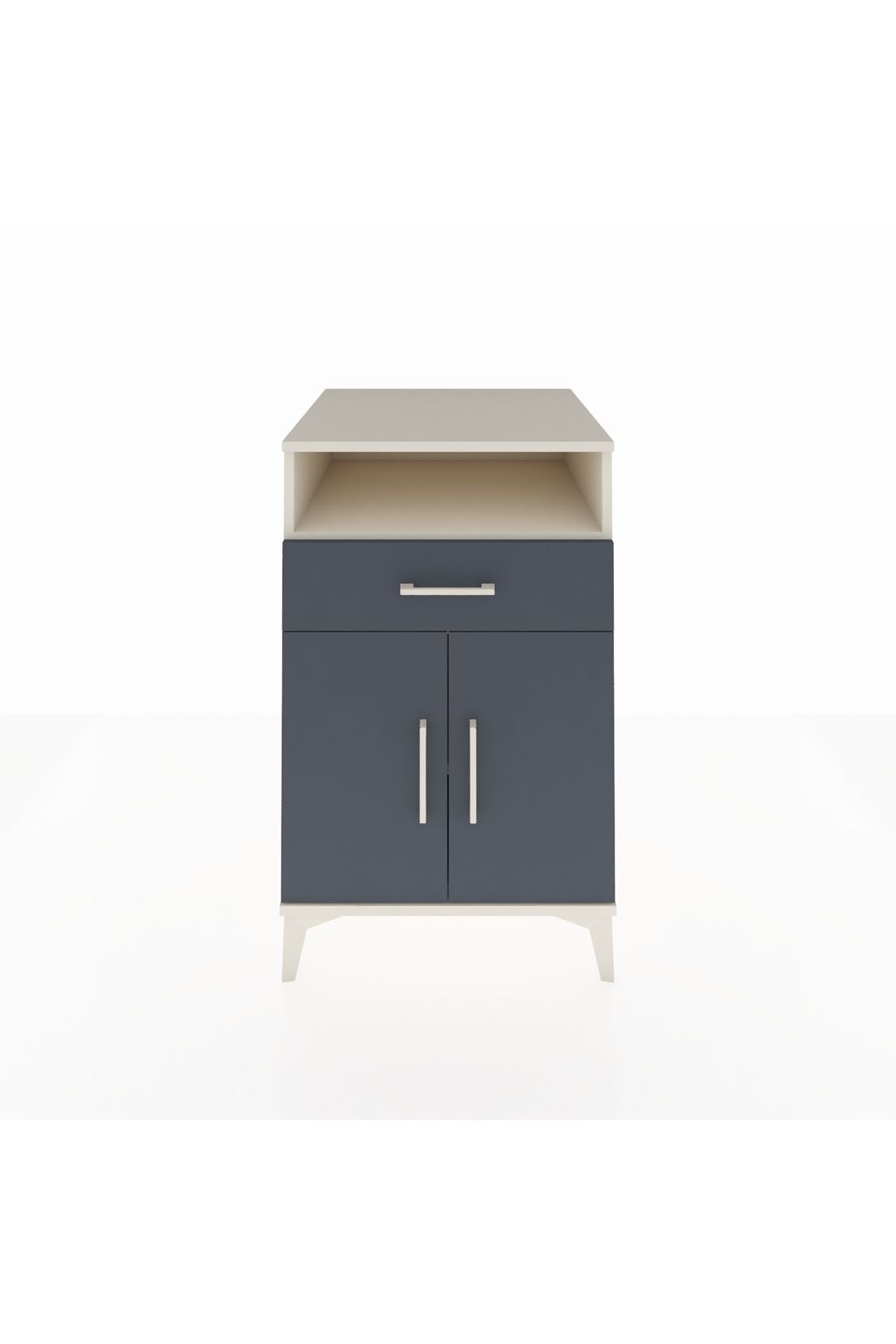 Kronos Komodin 2 Raflı Tek Çekmeceli 2 Kapaklı 60x59x96 Aytaşı-Antrasit