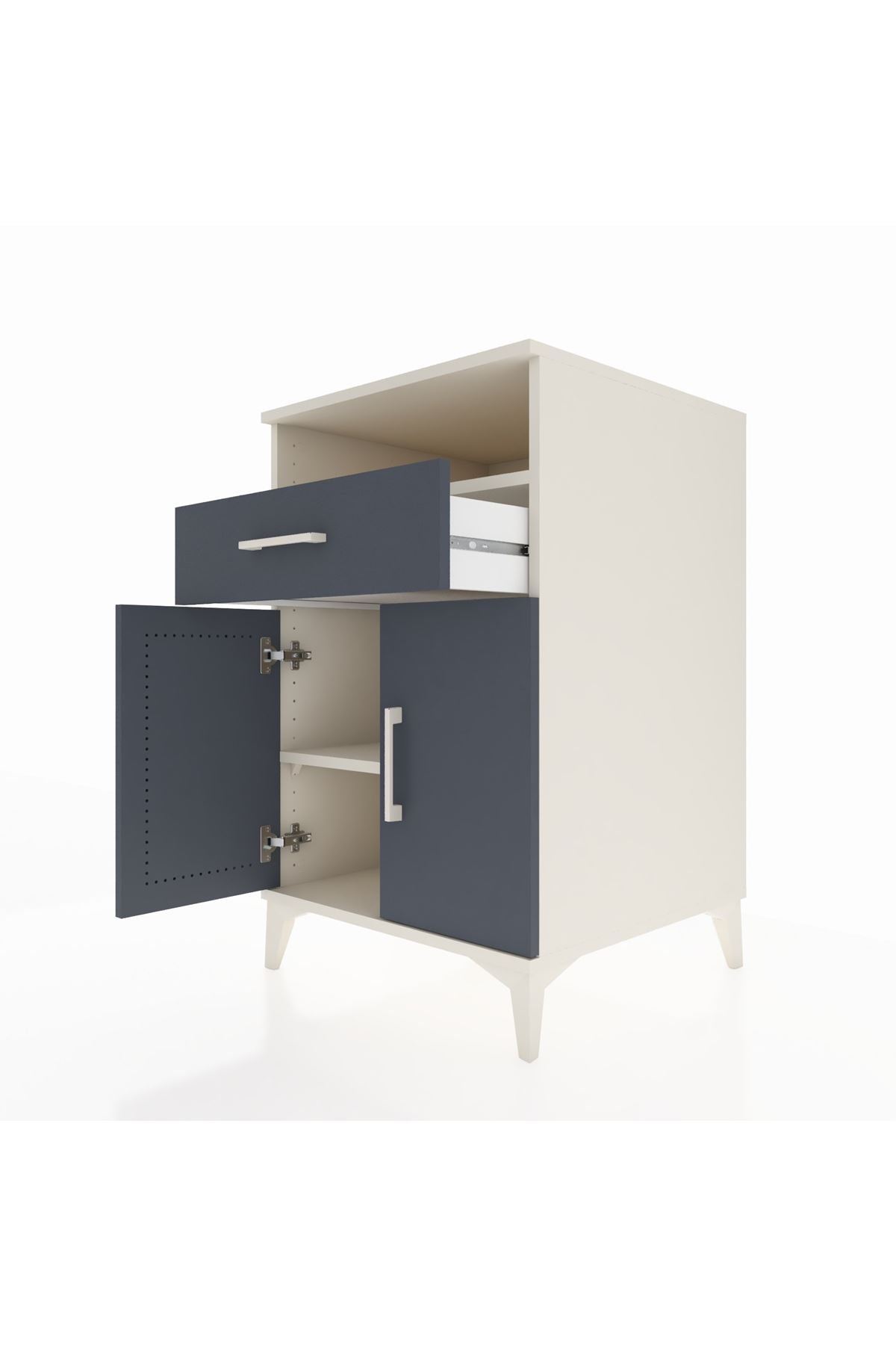 Kronos Komodin 2 Raflı Tek Çekmeceli 2 Kapaklı 60x59x96 Aytaşı-Antrasit