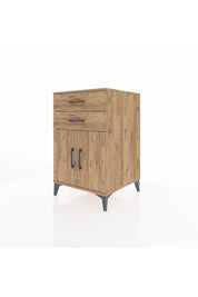 Kronos Komodin Tek Raflı 2 Çekmeceli 2 Kapaklı 60x59x96 Çam-Çam