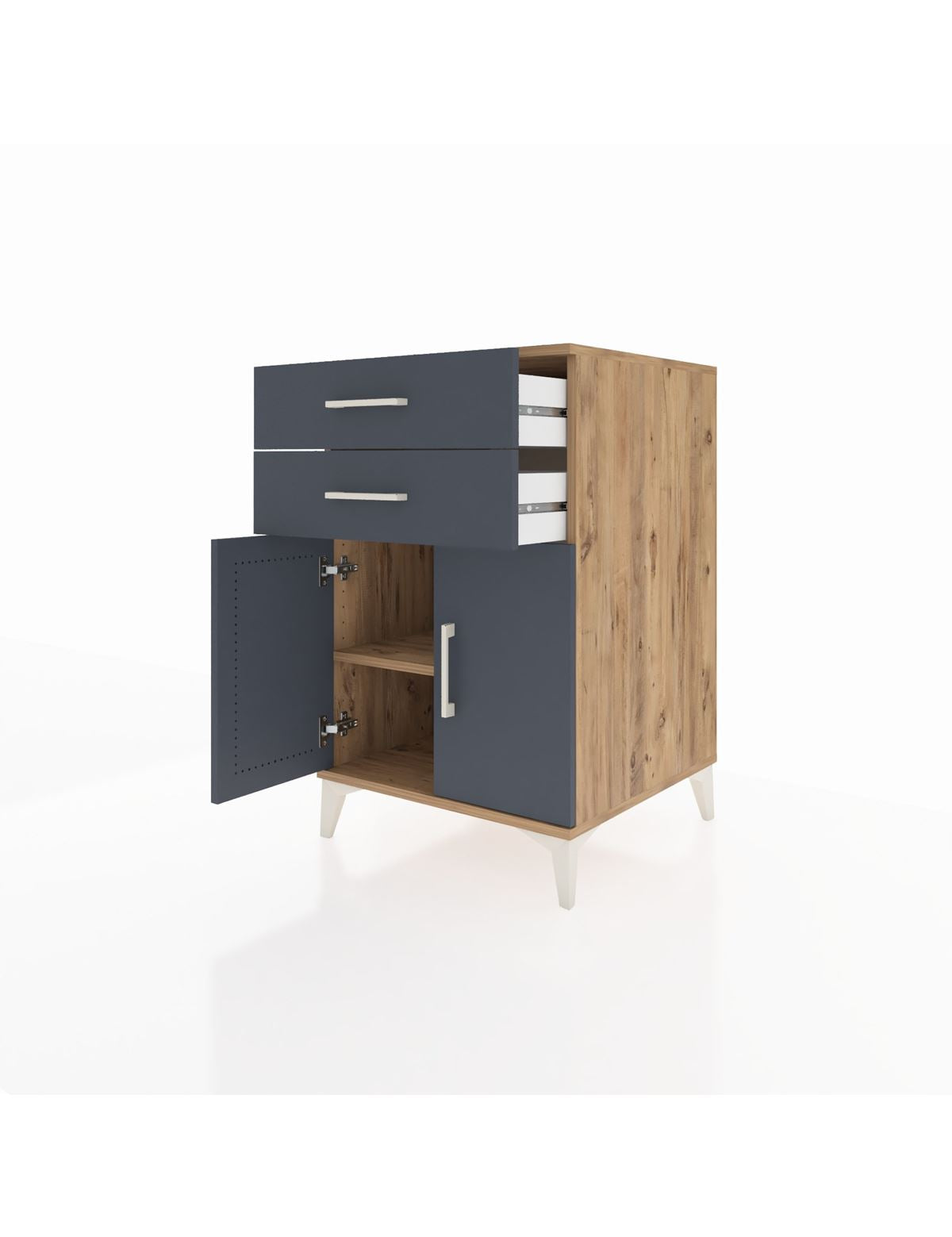 Kronos Komodin Tek Raflı 2 Çekmeceli 2 Kapaklı 60x59x96 - S80M034V8C