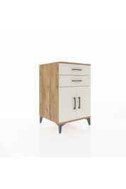 Kronos Komodin Tek Raflı 2 Çekmeceli 2 Kapaklı 60x59x96 Çam-Aytaşı