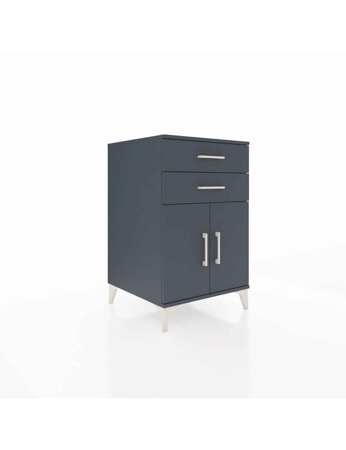 Kronos Komodin Tek Raflı 2 Çekmeceli 2 Kapaklı 60x59x96 Antrasit-Antrasit