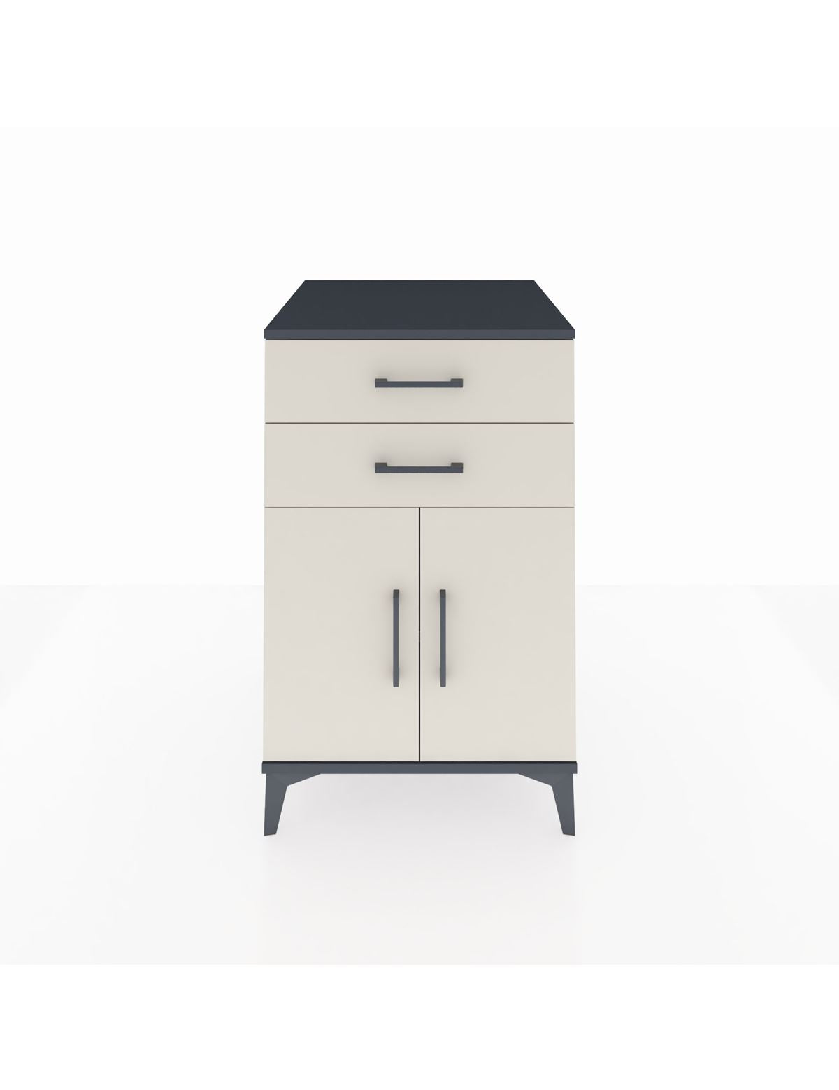 Kronos Komodin Tek Raflı 2 Çekmeceli 2 Kapaklı 60x59x96 Antrasit-Aytaşı