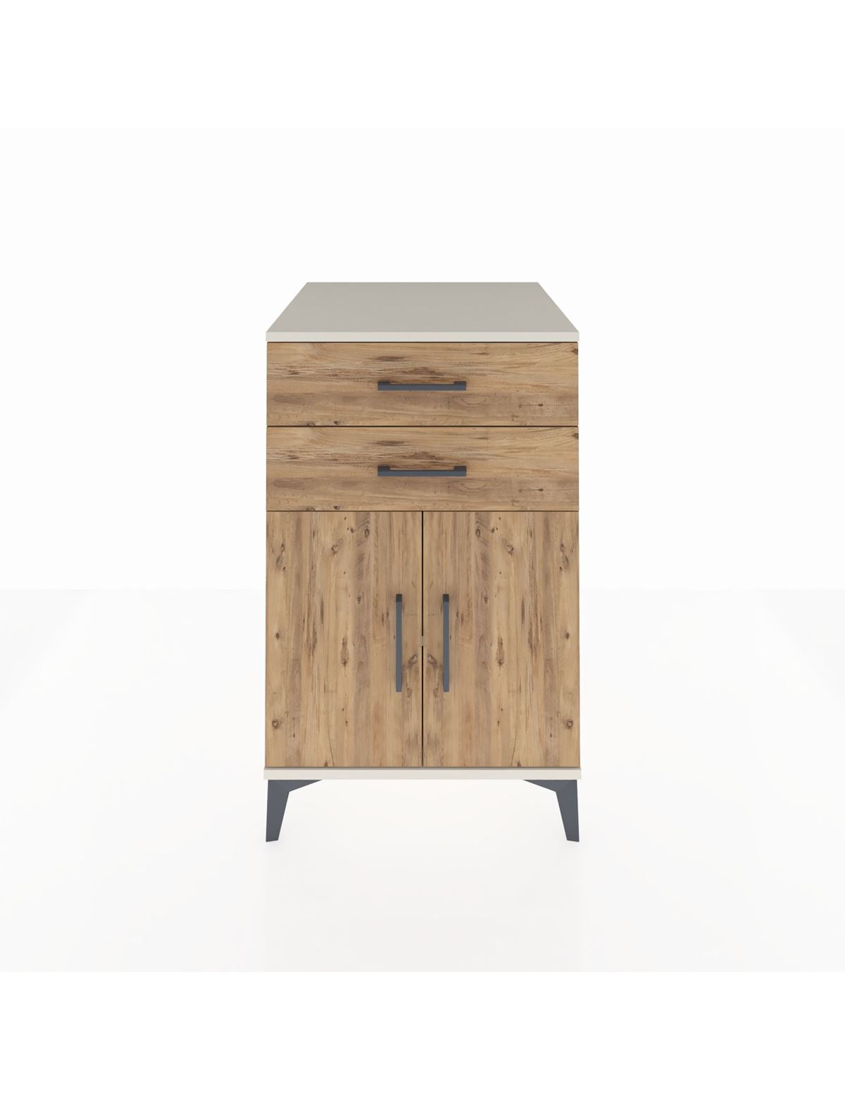 Kronos Komodin Tek Raflı 2 Çekmeceli 2 Kapaklı 60x59x96 Aytaşı-Çam