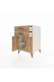 Kronos Komodin Tek Raflı 2 Çekmeceli 2 Kapaklı 60x59x96 Aytaşı-Çam