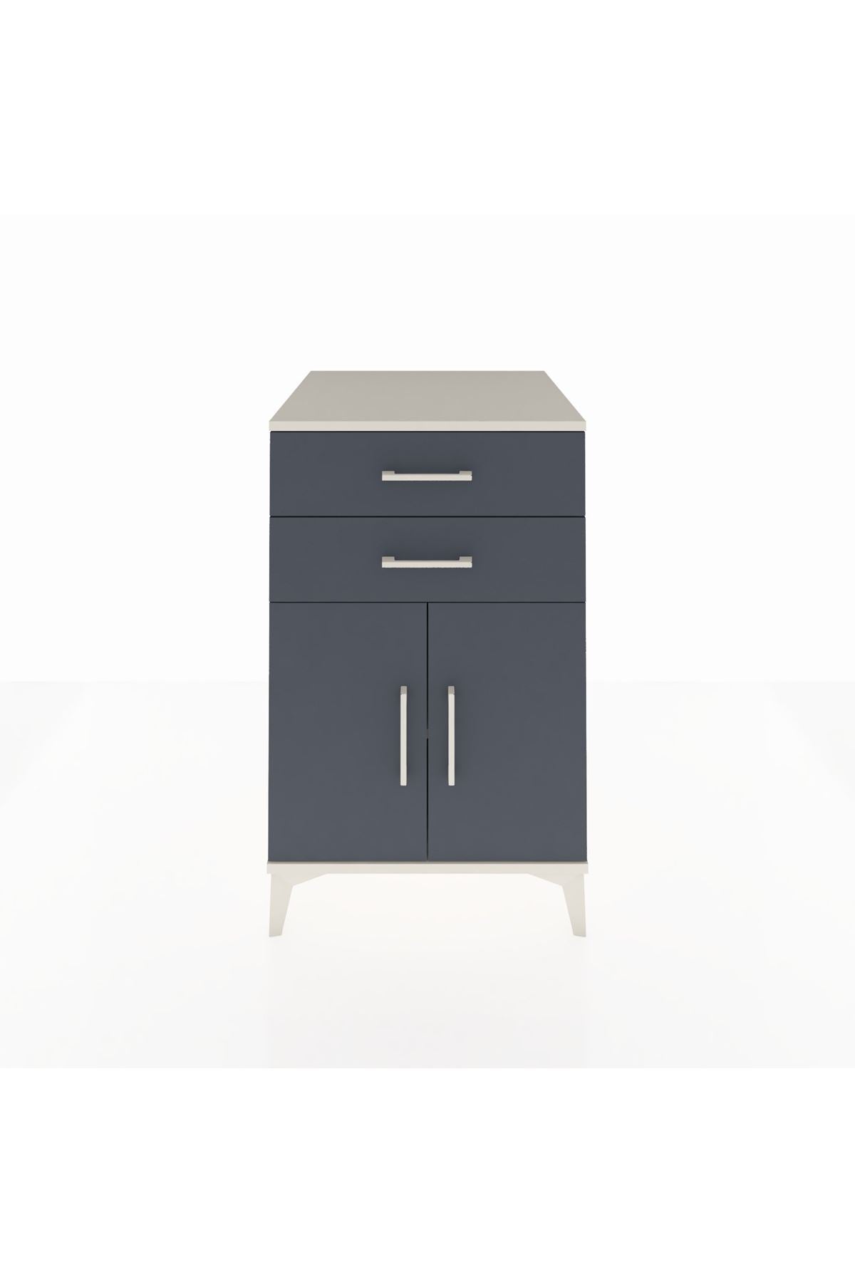 Kronos Komodin Tek Raflı 2 Çekmeceli 2 Kapaklı 60x59x96 Aytaşı-Antrasit