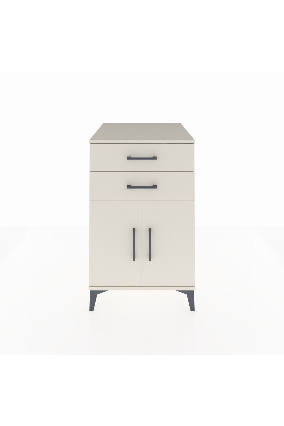 Kronos Komodin Tek Raflı 2 Çekmeceli 2 Kapaklı 60x59x96 Aytaşı-Aytaşı