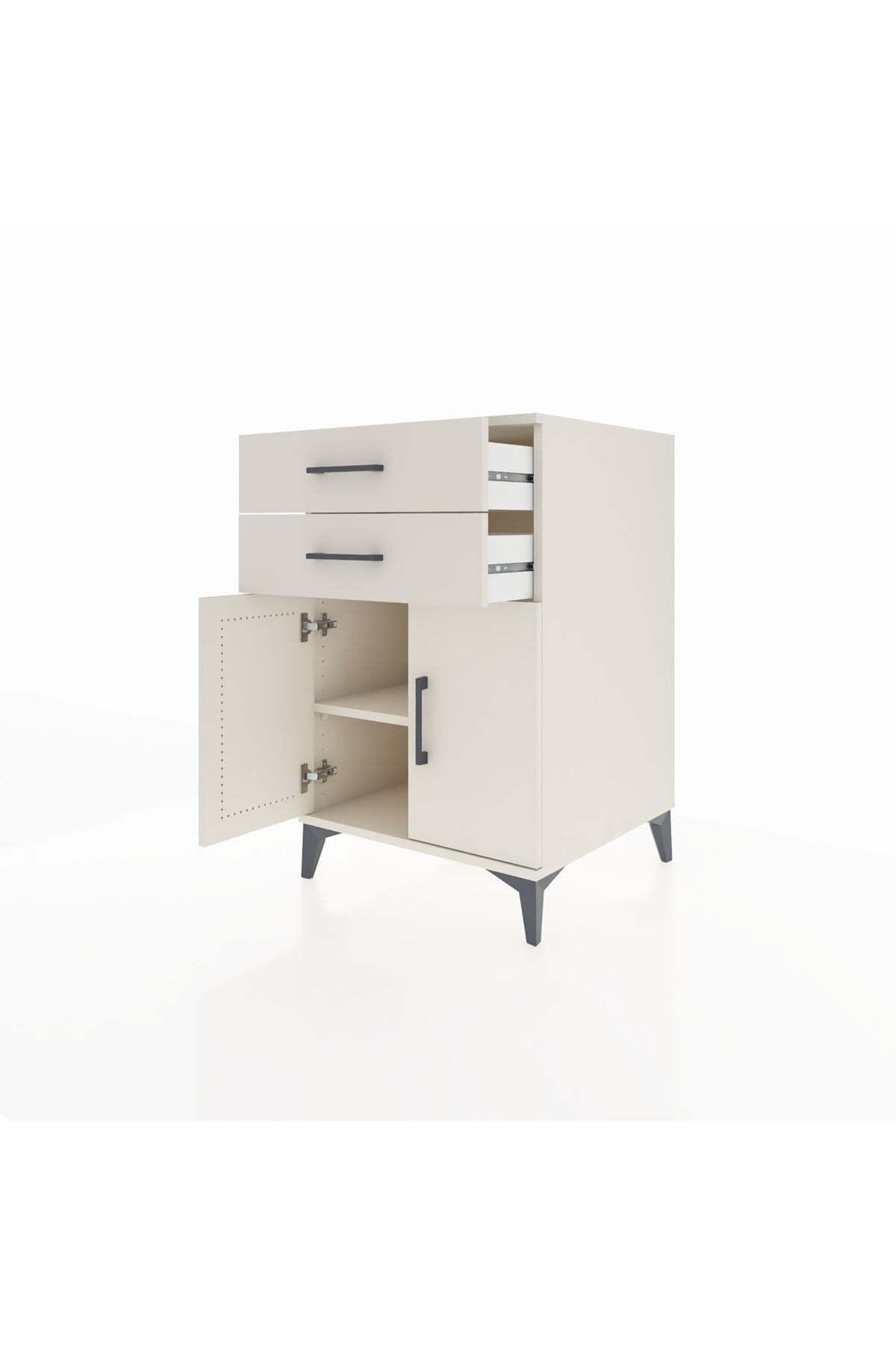 Kronos Komodin Tek Raflı 2 Çekmeceli 2 Kapaklı 60x59x96 Aytaşı-Aytaşı