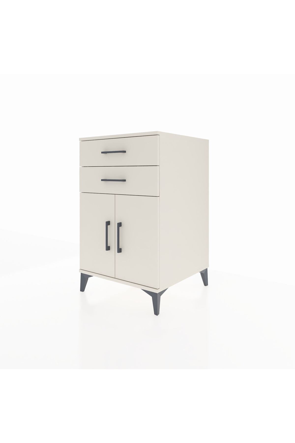 Kronos Komodin Tek Raflı 2 Çekmeceli 2 Kapaklı 60x59x96 Aytaşı-Aytaşı