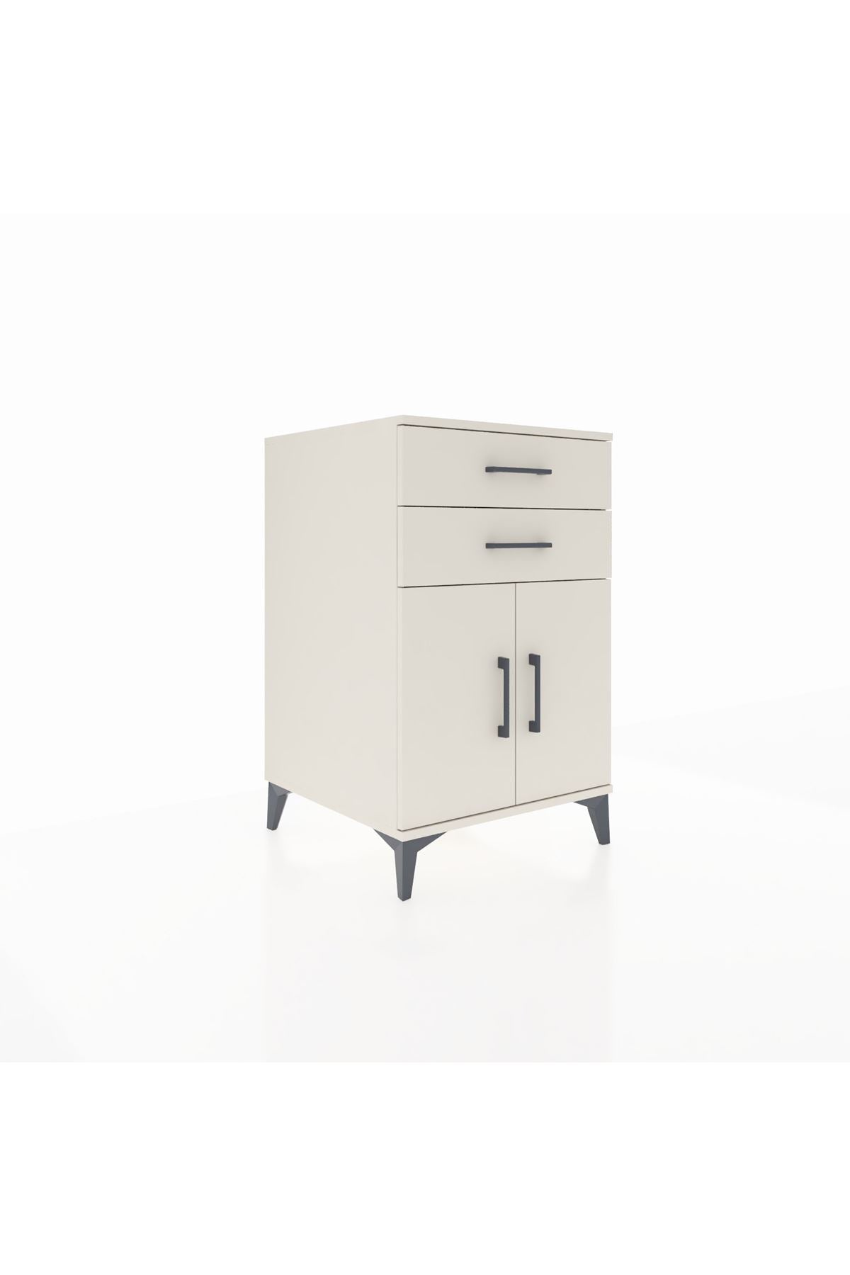 Kronos Komodin Tek Raflı 2 Çekmeceli 2 Kapaklı 60x59x96 Aytaşı-Aytaşı