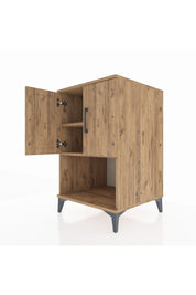 Kronos Komodin 2 Raflı 2 Kapaklı 60x59x96 Çam-Çam