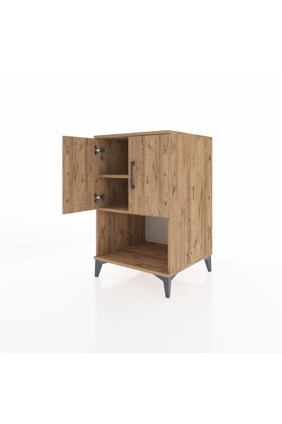 Kronos Komodin 2 Raflı 2 Kapaklı 60x59x96 Çam-Çam