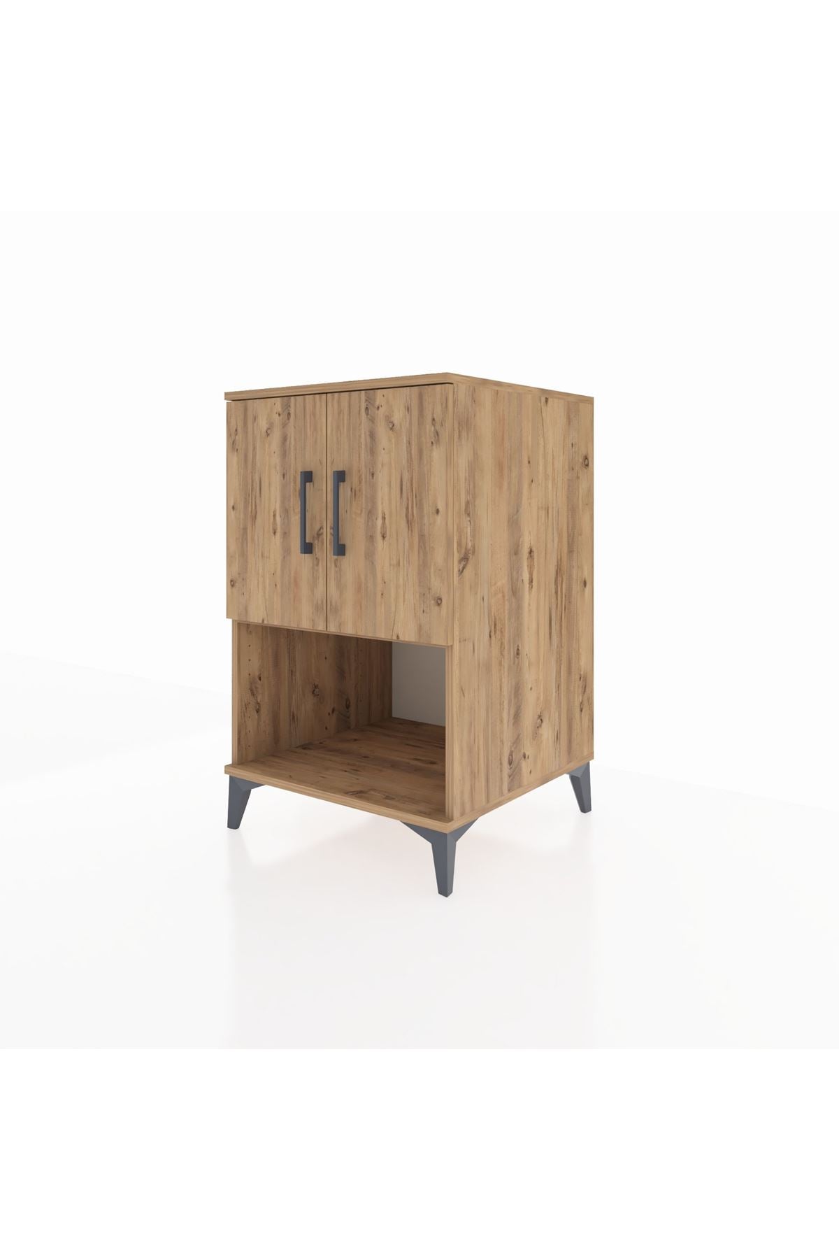 Kronos Komodin 2 Raflı 2 Kapaklı 60x59x96 Çam-Çam