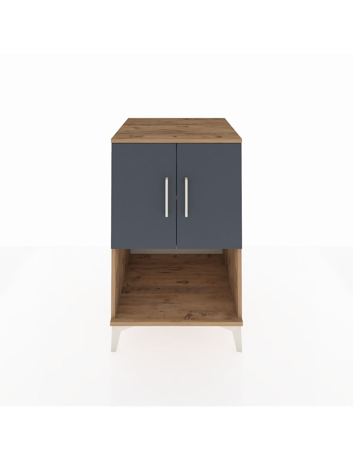 Kronos Komodin 2 Raflı 2 Kapaklı 60x59x96 Çam-Antrasit