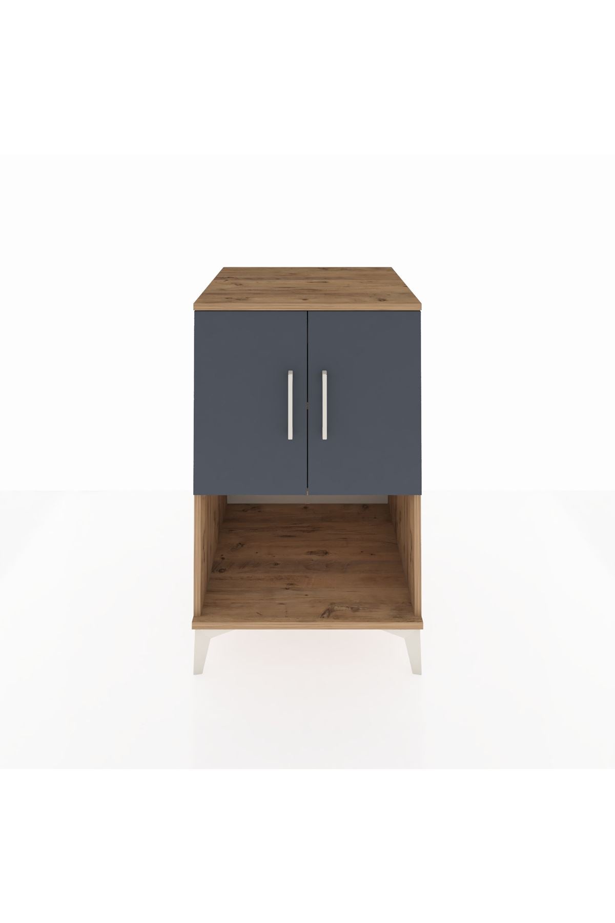 Kronos Komodin 2 Raflı 2 Kapaklı 60x59x96 Çam-Antrasit