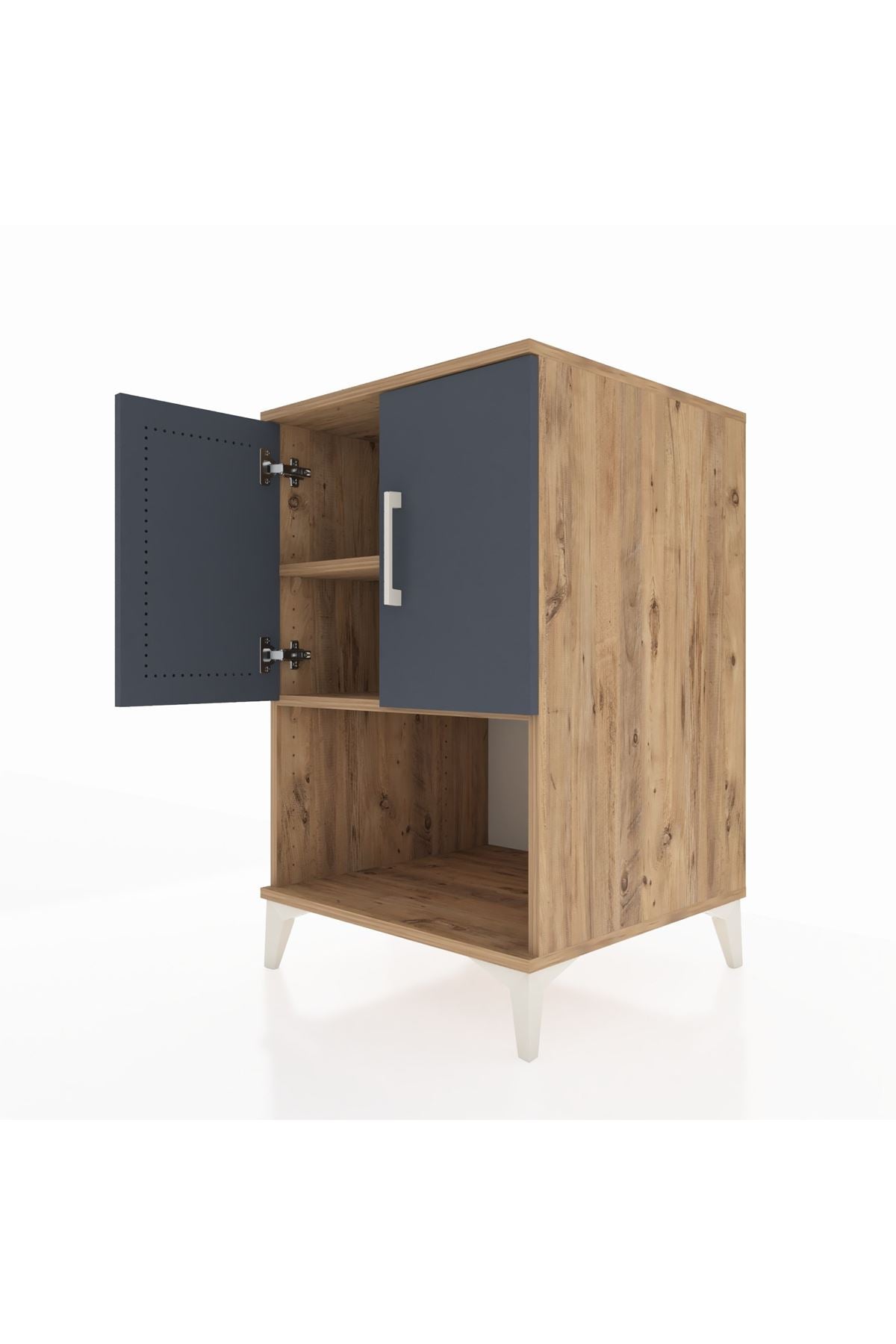 Kronos Komodin 2 Raflı 2 Kapaklı 60x59x96 Çam-Antrasit