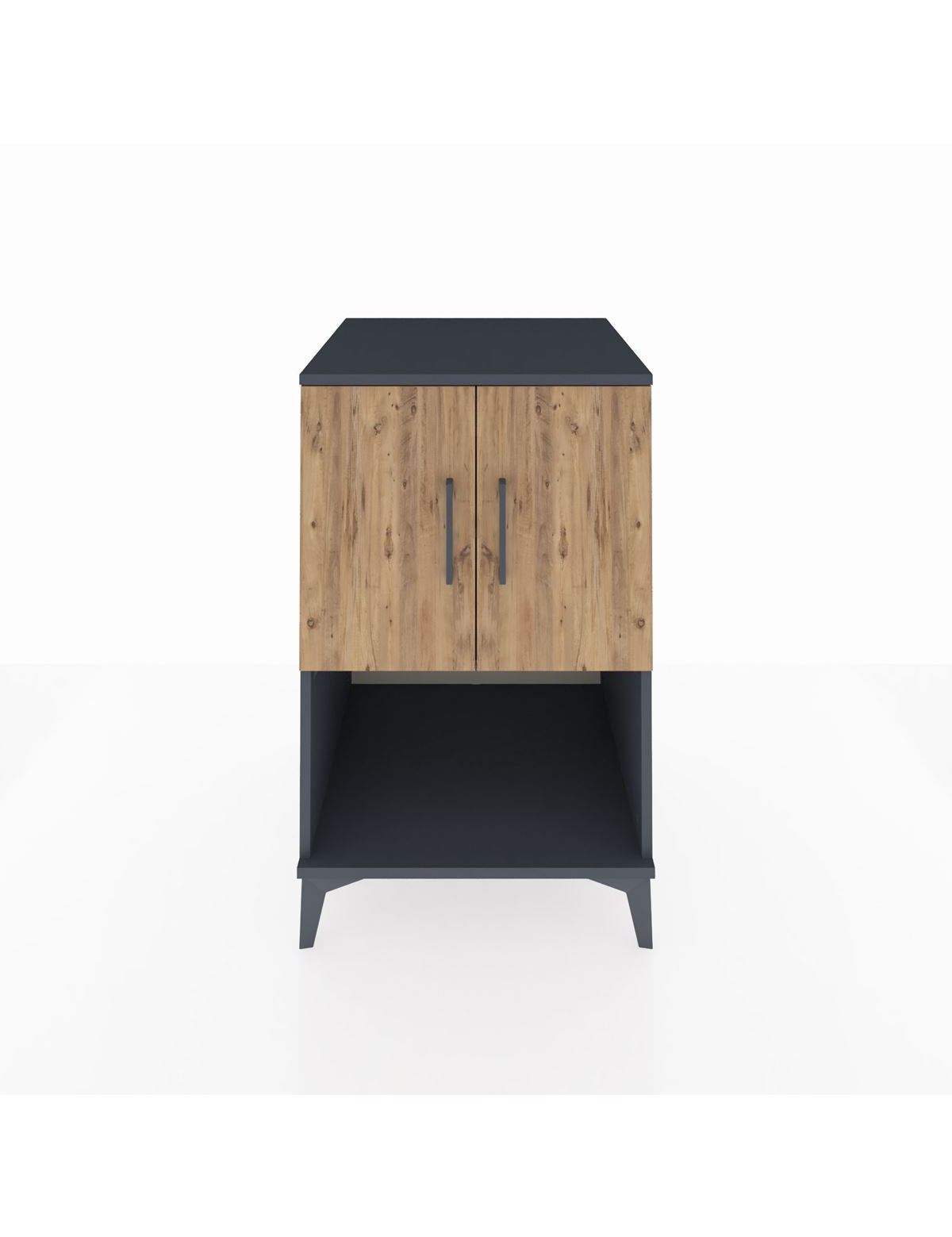 Kronos Komodin 2 Raflı 2 Kapaklı 60x59x96 Antrasit-Çam