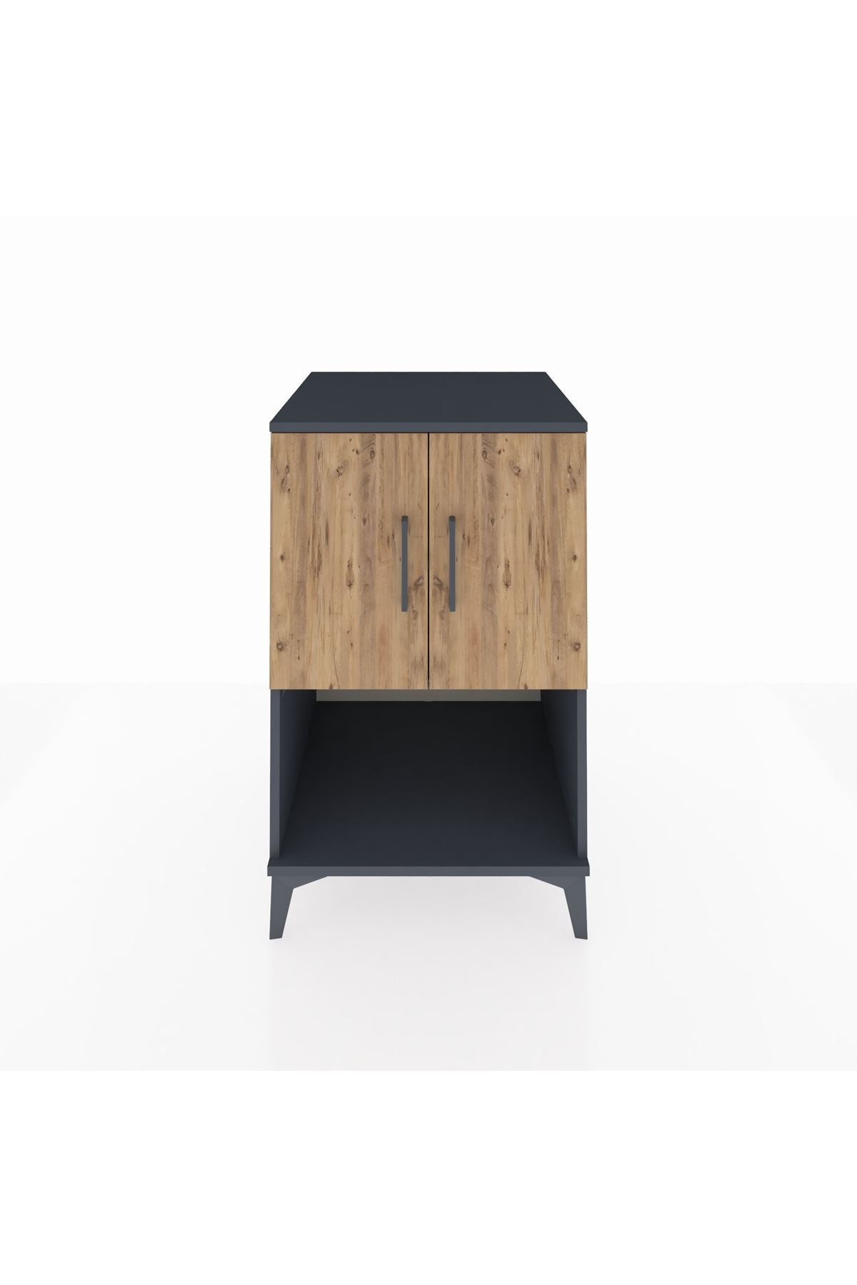 Kronos Komodin 2 Raflı 2 Kapaklı 60x59x96 Antrasit-Çam