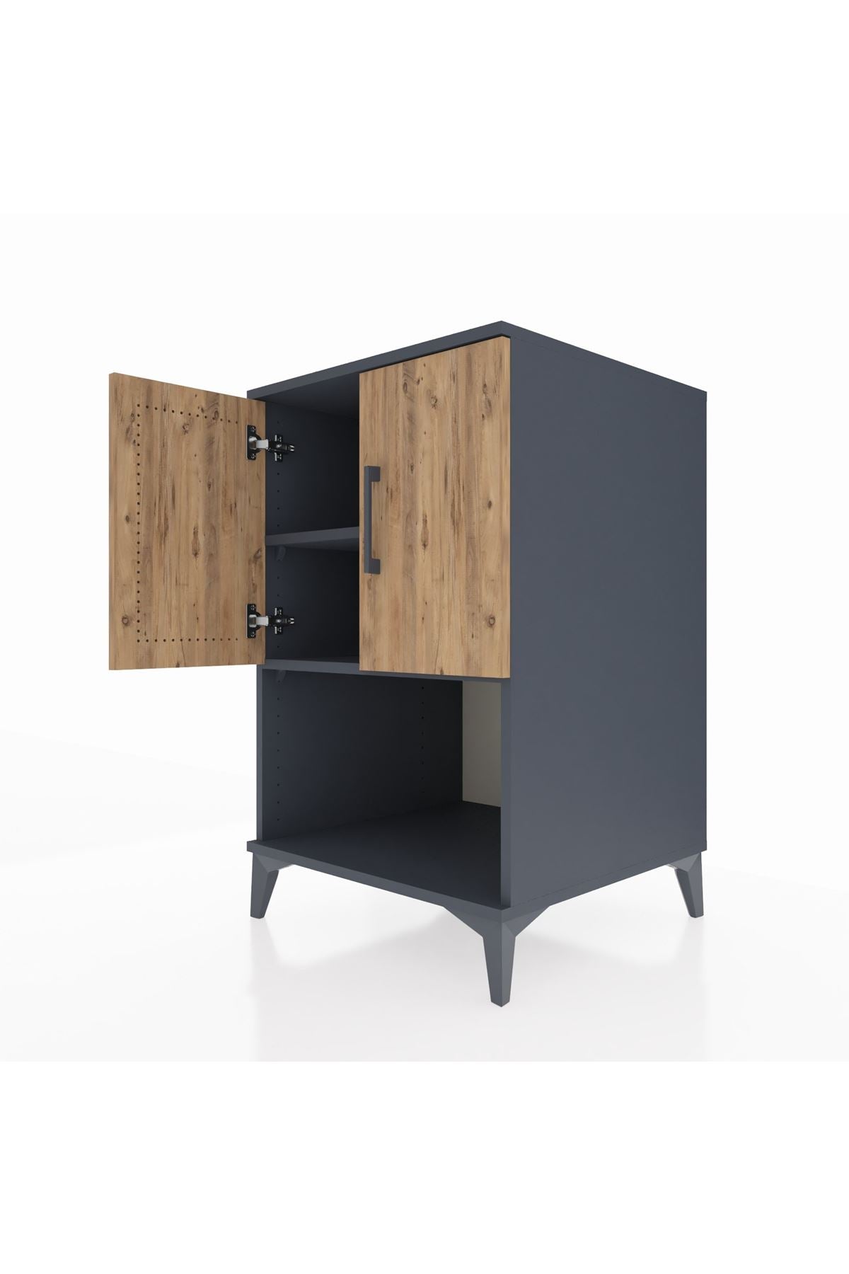 Kronos Komodin 2 Raflı 2 Kapaklı 60x59x96 Antrasit-Çam