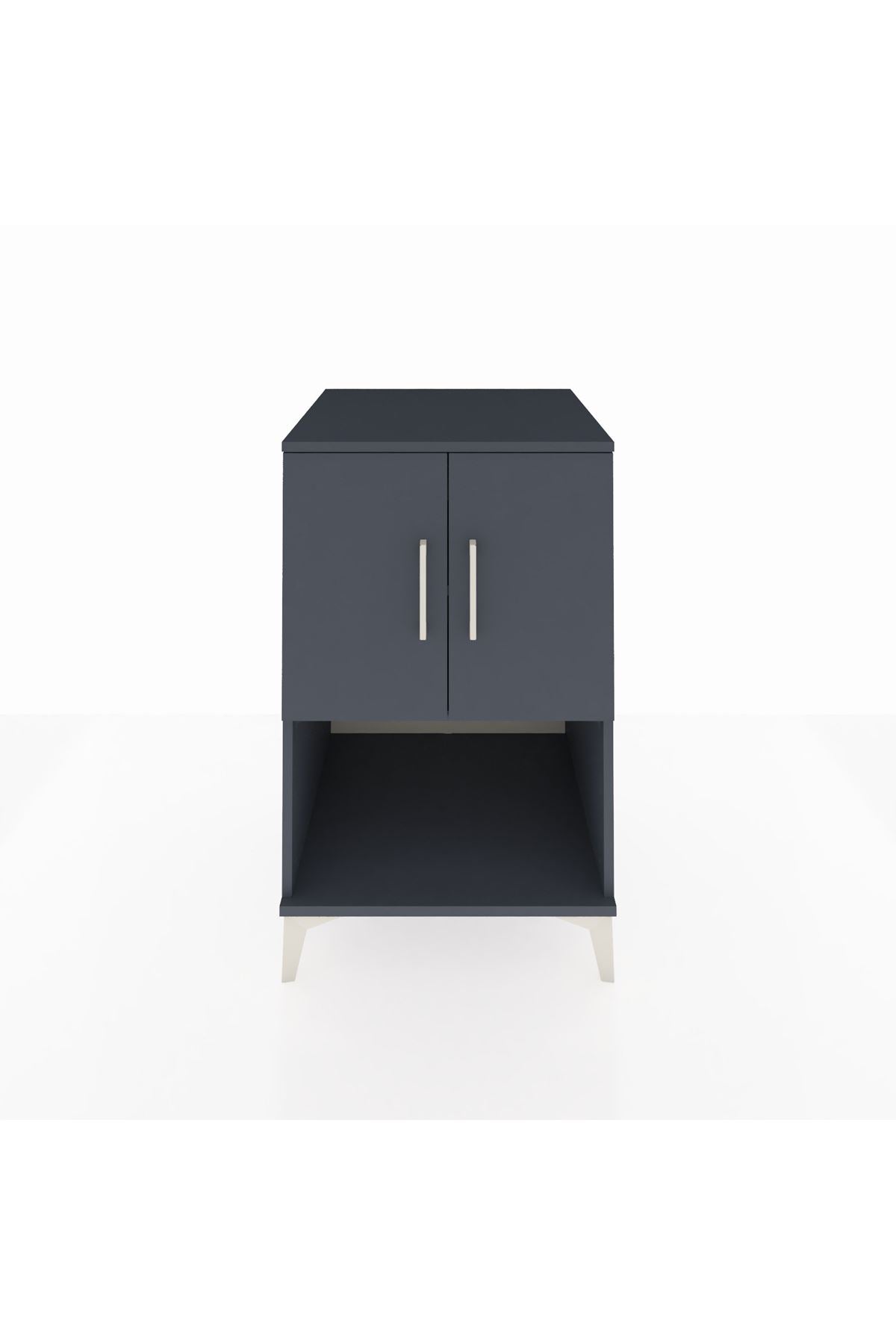 Kronos Komodin 2 Raflı 2 Kapaklı 60x59x96 Antrasit-Antrasit