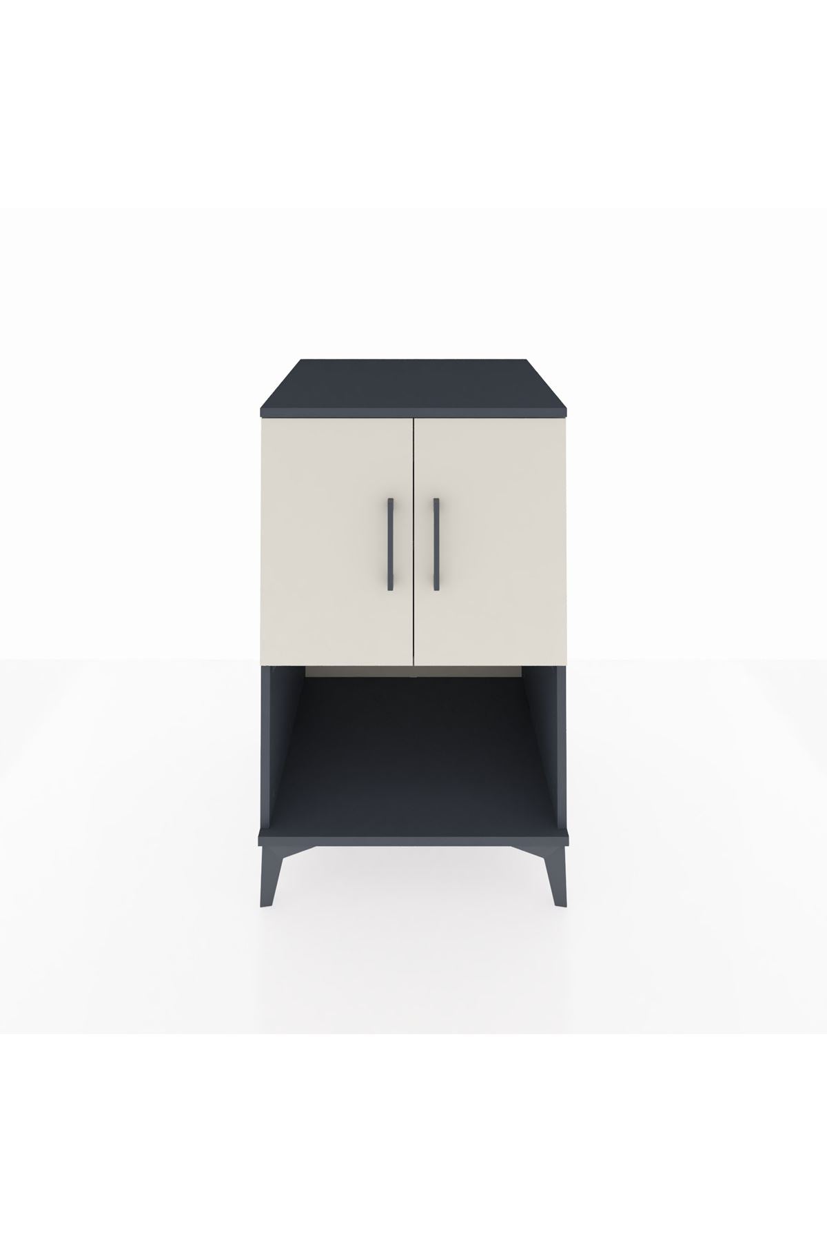 Kronos Komodin 2 Raflı 2 Kapaklı 60x59x96 Antrasit-Aytaşı