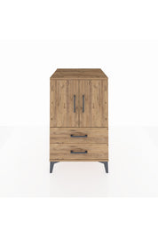 Kronos Komodin 2 Raflı 2 Çekmeceli 2 Kapaklı 60x59x96 Çam-Çam