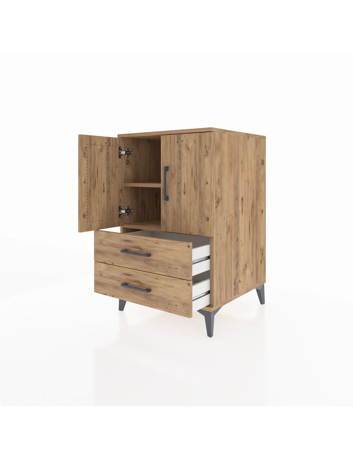 Kronos Komodin 2 Raflı 2 Çekmeceli 2 Kapaklı 60x59x96 - S80M032V9C