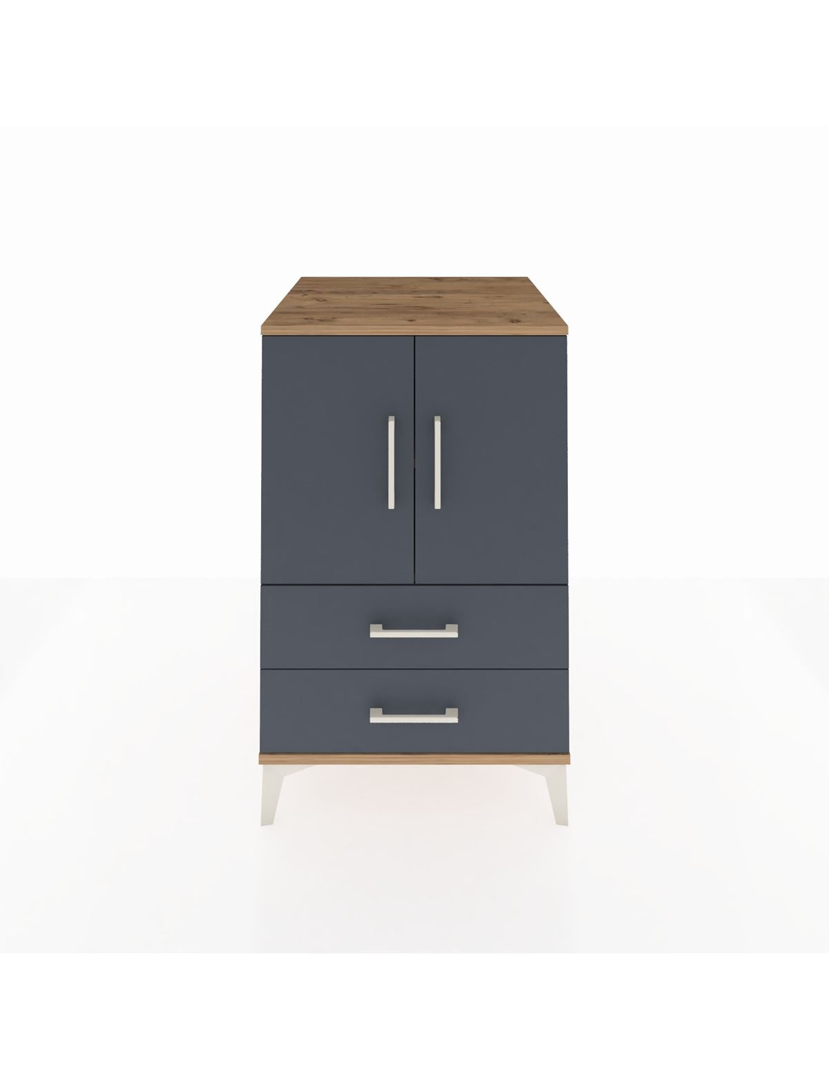 Kronos Komodin 2 Raflı 2 Çekmeceli 2 Kapaklı 60x59x96 Çam-Antrasit