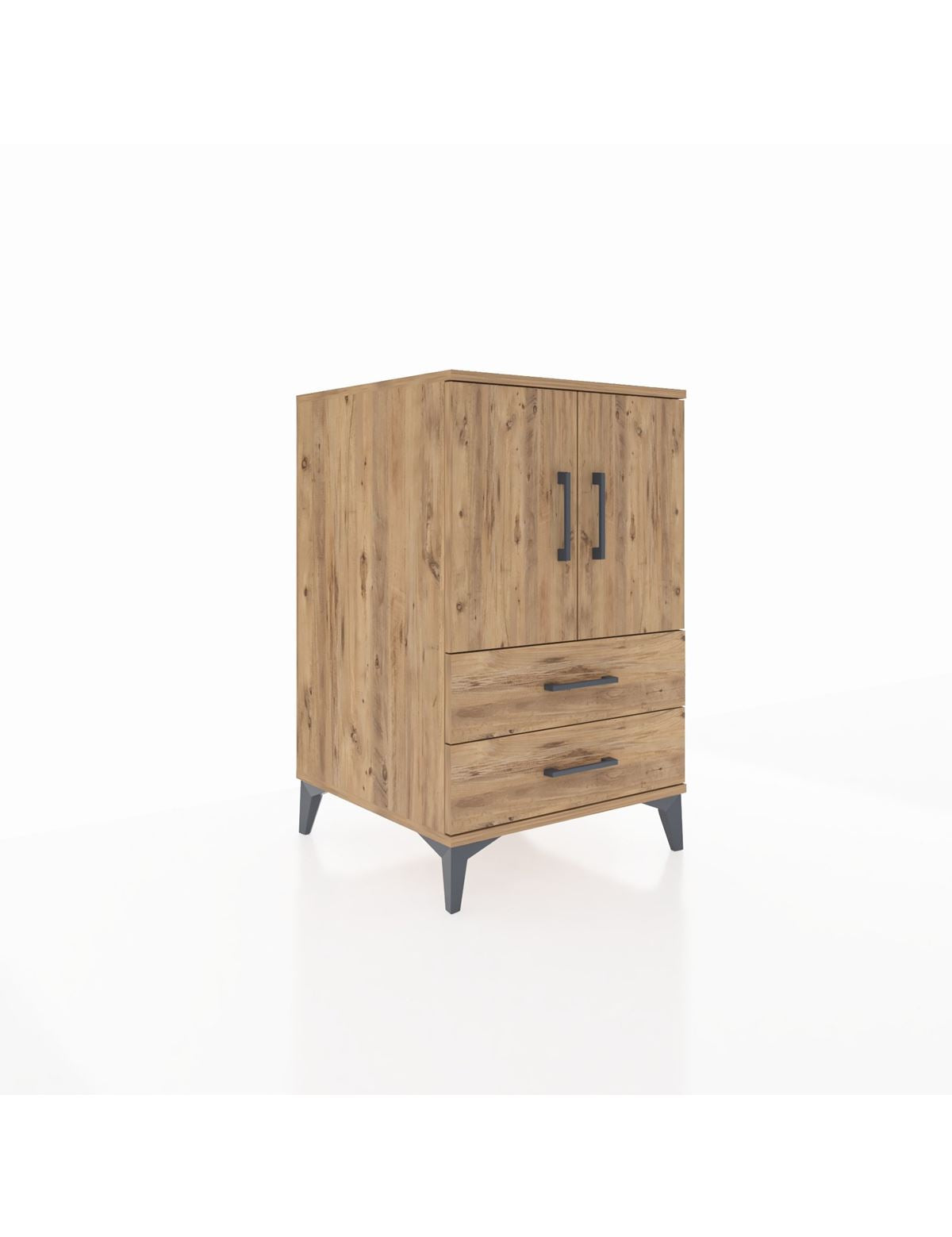 Kronos Komodin 2 Raflı 2 Çekmeceli 2 Kapaklı 60x59x96 Çam-Çam