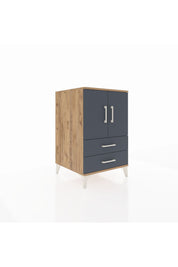 Kronos Komodin 2 Raflı 2 Çekmeceli 2 Kapaklı 60x59x96 Çam-Antrasit