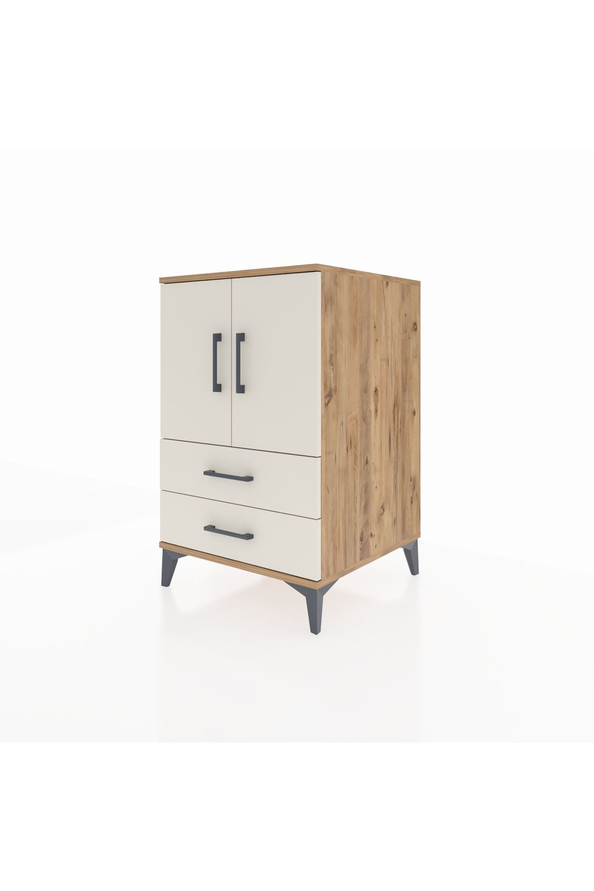 Kronos Komodin 2 Raflı 2 Çekmeceli 2 Kapaklı 60x59x96 Çam-Aytaşı