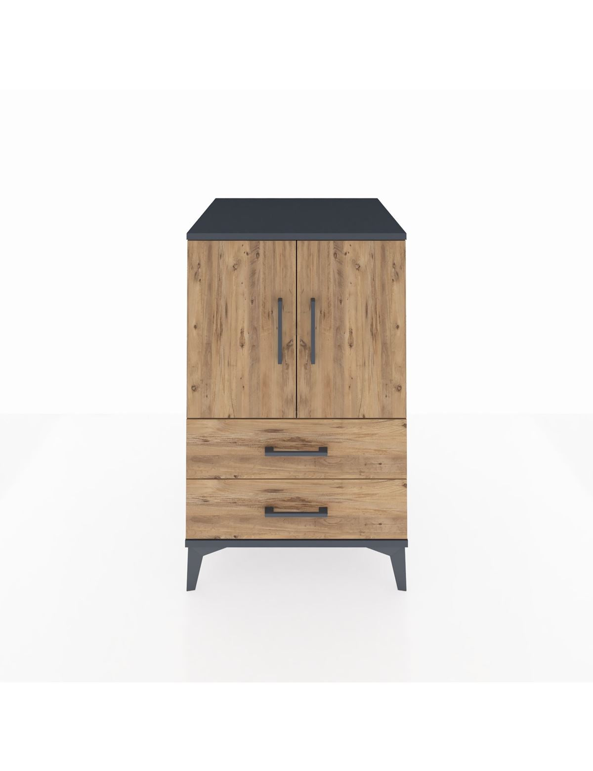 Kronos Komodin 2 Raflı 2 Çekmeceli 2 Kapaklı 60x59x96 Antrasit-Çam