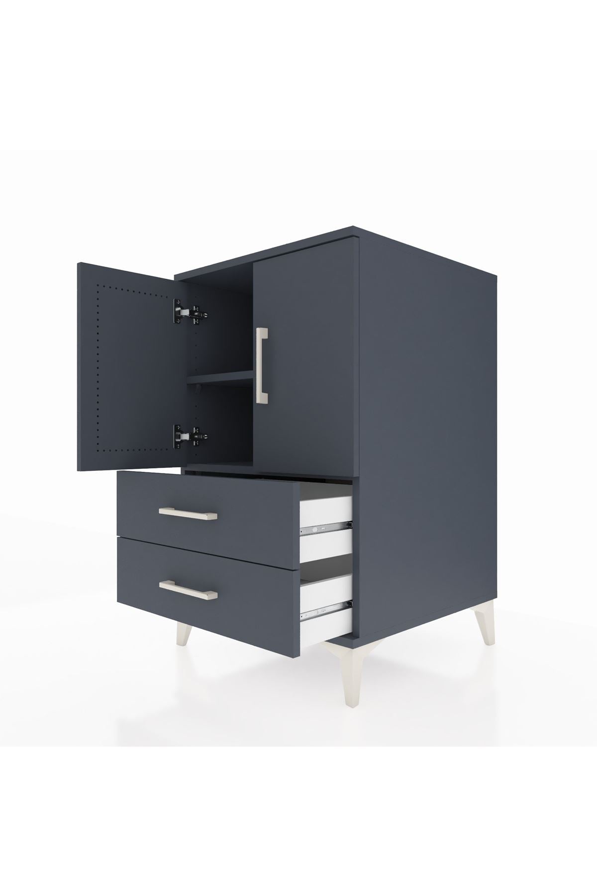 Kronos Komodin 2 Raflı 2 Çekmeceli 2 Kapaklı 60x59x96 Antrasit-Antrasit