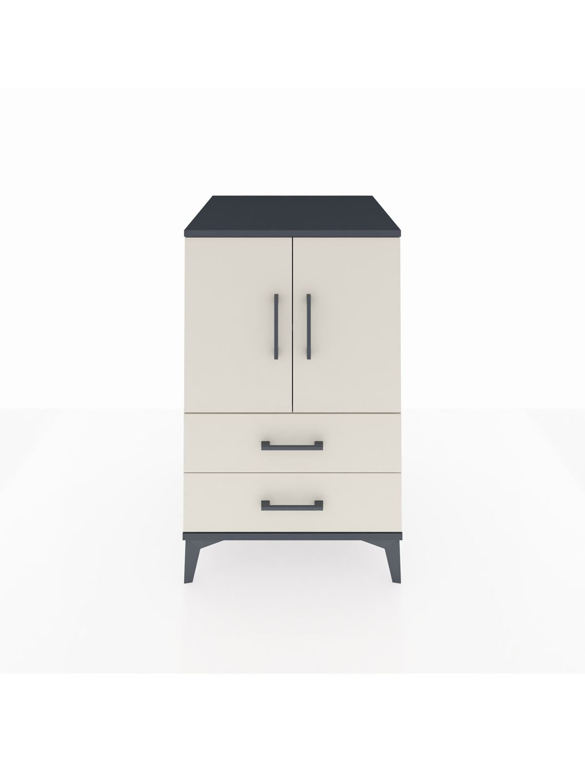 Kronos Komodin 2 Raflı 2 Çekmeceli 2 Kapaklı 60x59x96 Antrasit-Aytaşı