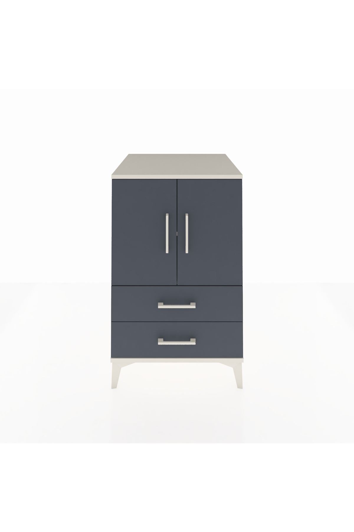 Kronos Komodin 2 Raflı 2 Çekmeceli 2 Kapaklı 60x59x96 Aytaşı-Antrasit