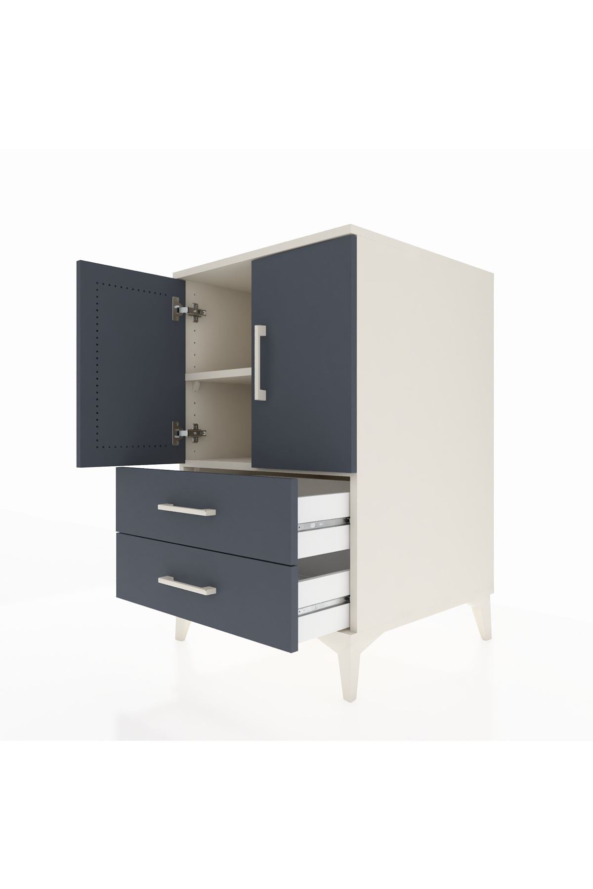 Kronos Komodin 2 Raflı 2 Çekmeceli 2 Kapaklı 60x59x96 Aytaşı-Antrasit