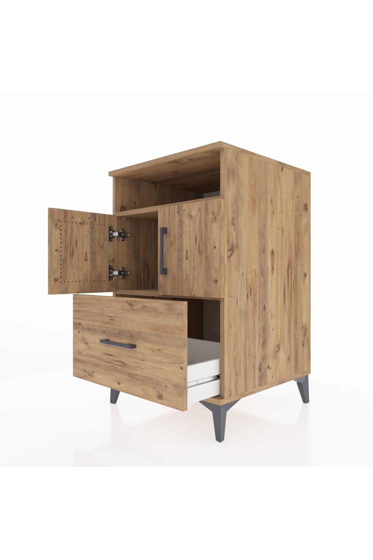 Kronos Komodin 2 Raflı Tek Çekmeceli 2 Kapaklı 60x59x96 - S80M031V9C