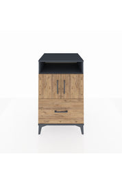 Kronos Komodin 2 Raflı Tek Çekmeceli 2 Kapaklı 60x59x96 Antrasit-Çam