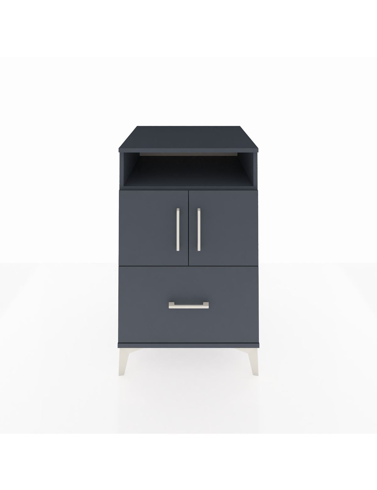 Kronos Komodin 2 Raflı Tek Çekmeceli 2 Kapaklı 60x59x96 Antrasit-Antrasit