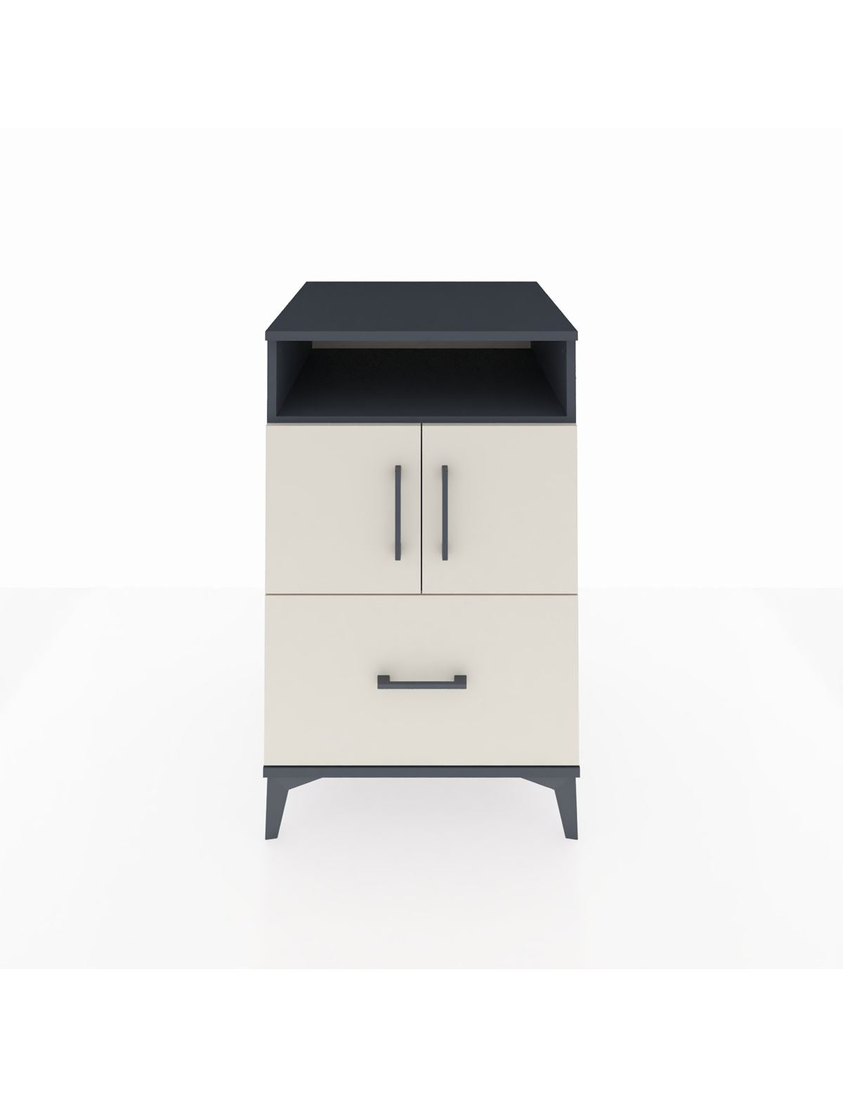 Kronos Komodin 2 Raflı Tek Çekmeceli 2 Kapaklı 60x59x96 Antrasit-Aytaşı