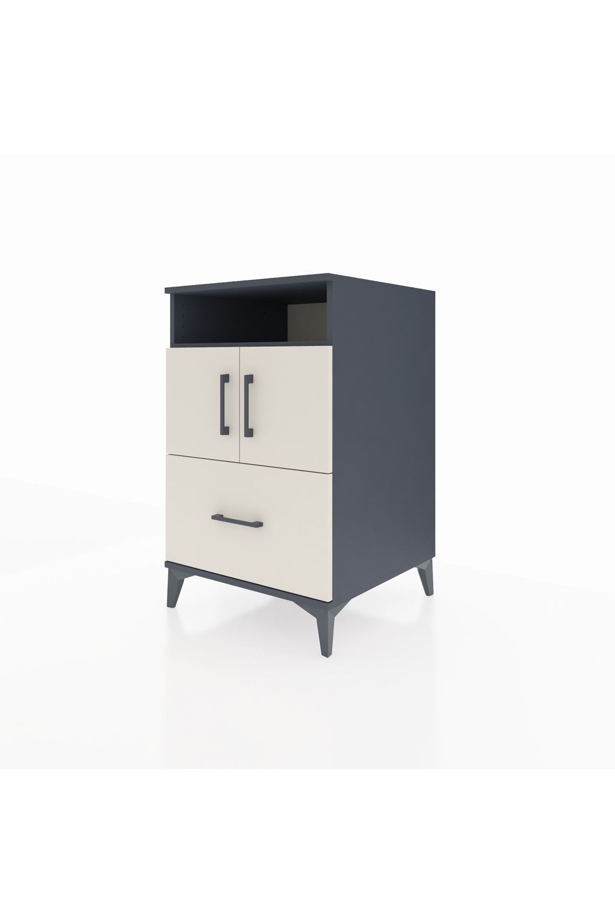 Kronos Komodin 2 Raflı Tek Çekmeceli 2 Kapaklı 60x59x96 Antrasit-Aytaşı