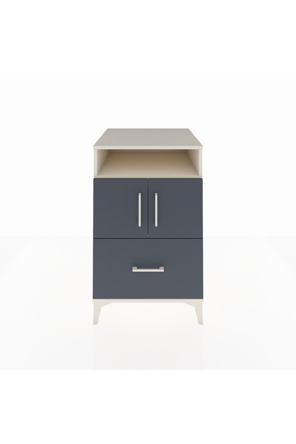 Kronos Komodin 2 Raflı Tek Çekmeceli 2 Kapaklı 60x59x96 Aytaşı-Antrasit