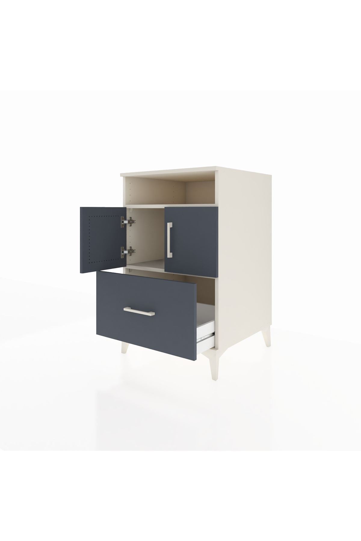 Kronos Komodin 2 Raflı Tek Çekmeceli 2 Kapaklı 60x59x96 Aytaşı-Antrasit