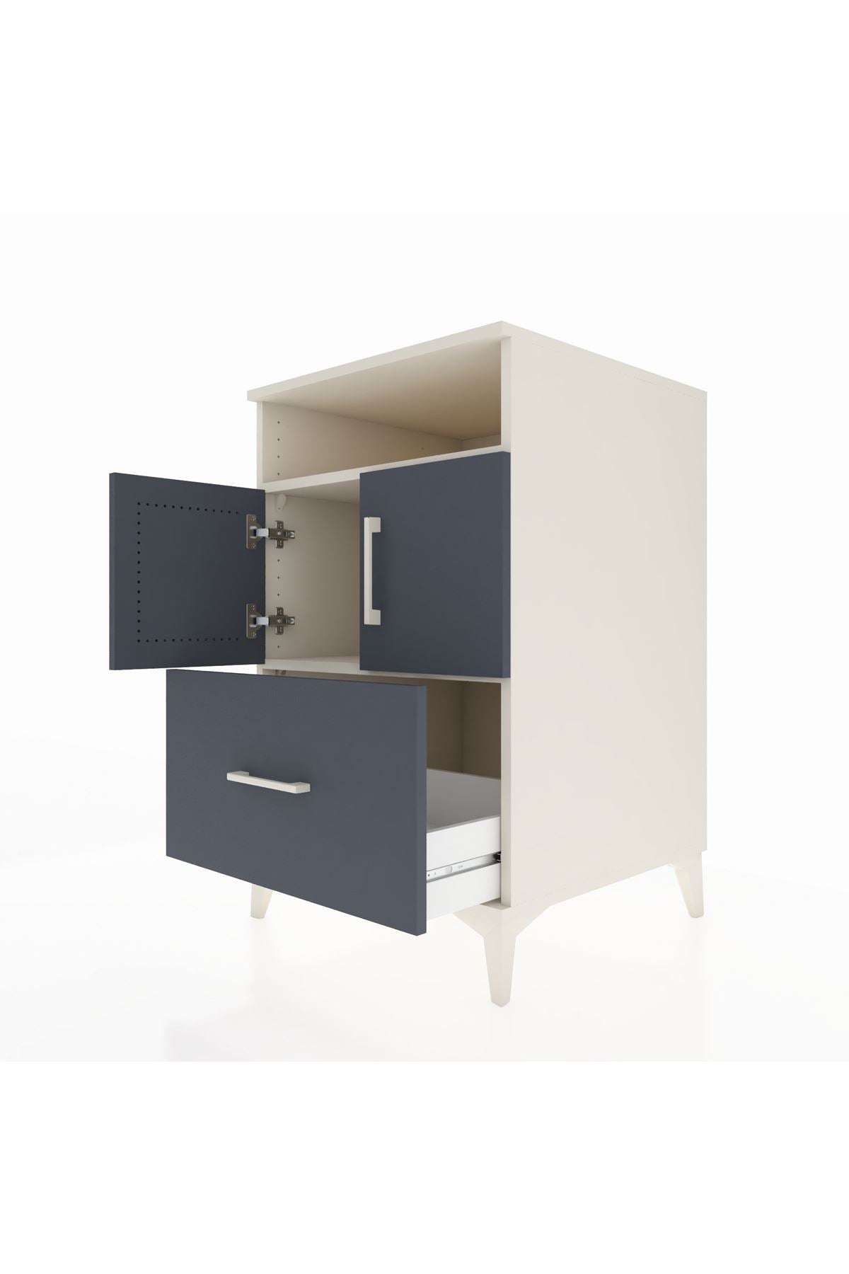 Kronos Komodin 2 Raflı Tek Çekmeceli 2 Kapaklı 60x59x96 - S80M031V2C