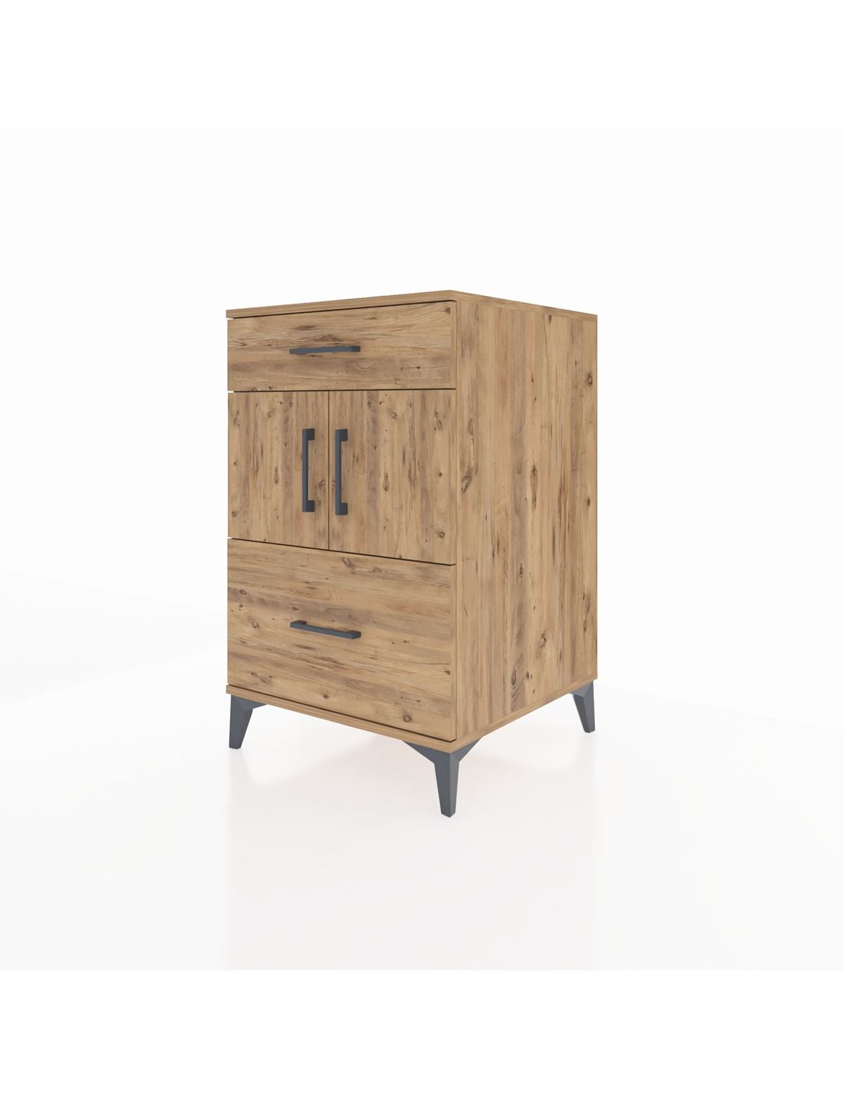 Kronos Komodin Tek Raflı 2 Çekmeceli 2 Kapaklı 60x59x96 - S80M030V9C