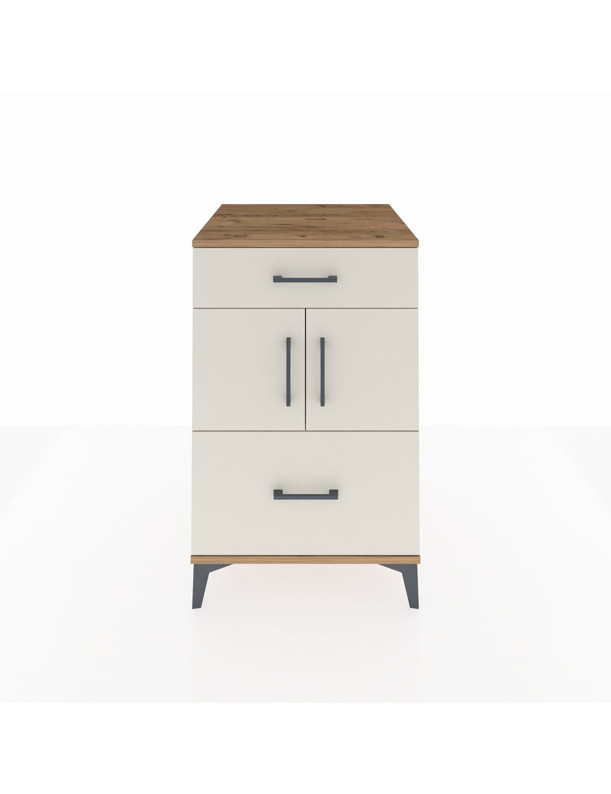 Kronos Komodin Tek Raflı 2 Çekmeceli 2 Kapaklı 60x59x96 Çam-Aytaşı