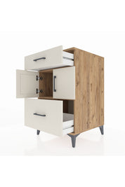 Kronos Komodin Tek Raflı 2 Çekmeceli 2 Kapaklı 60x59x96 Çam-Aytaşı