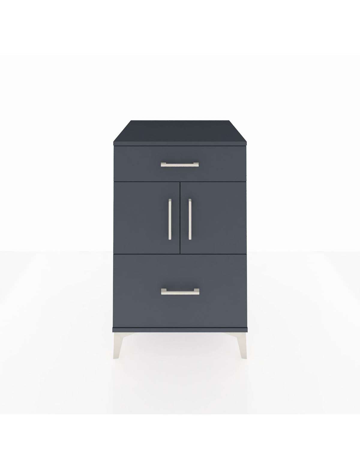 Kronos Komodin Tek Raflı 2 Çekmeceli 2 Kapaklı 60x59x96 Antrasit-Antrasit